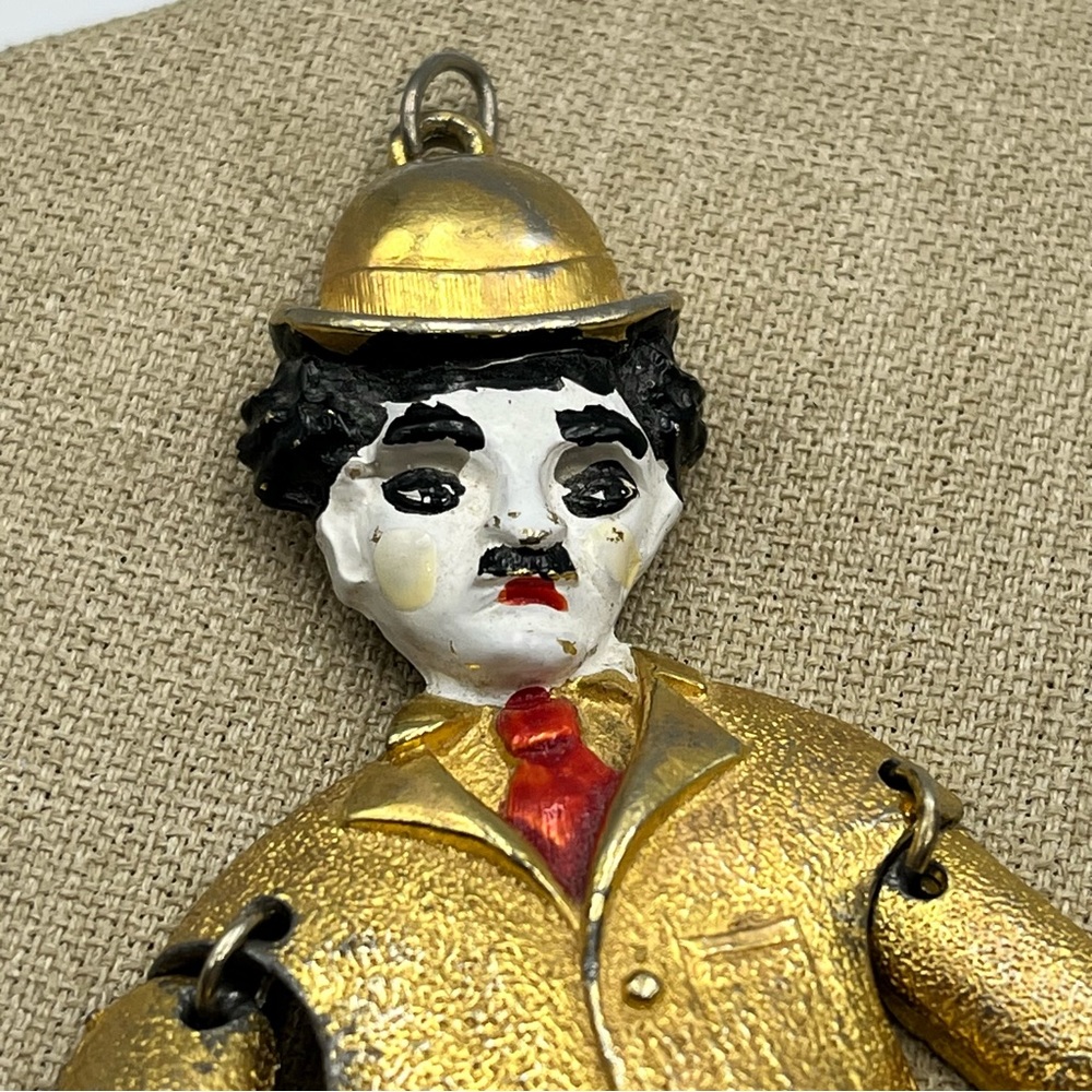 Vintage Charlie Chaplin Enamel Movable Pendant 5.5in - Picture 3 of 6